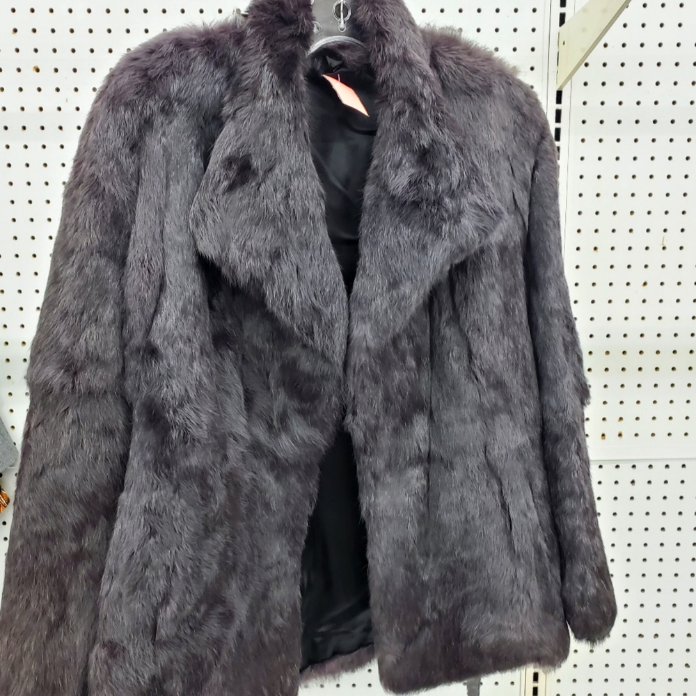 100% Rabit Fur Coat Black Great Condition